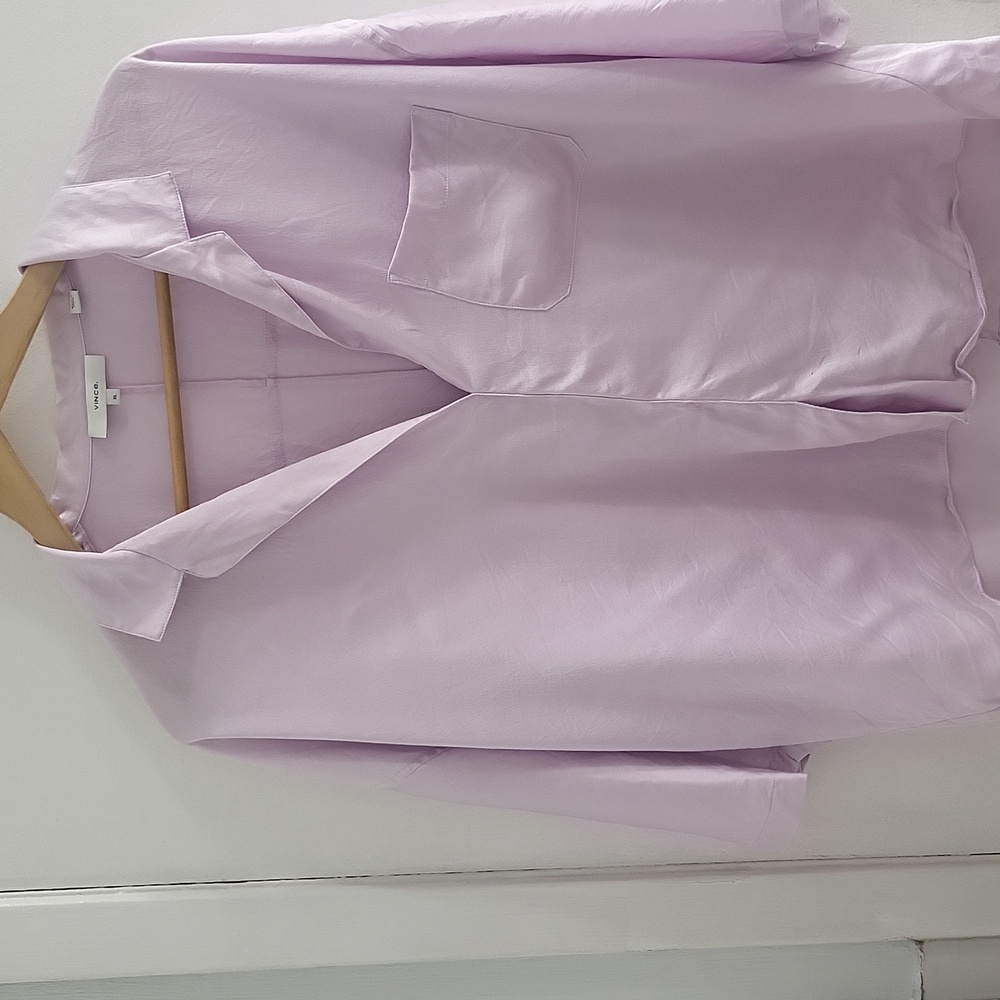 Vince Light Lilac Satin Button-Front Sleep Shirt
